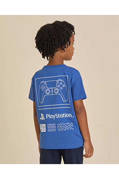 REDTAG Boys Blue Printed T-Shirt