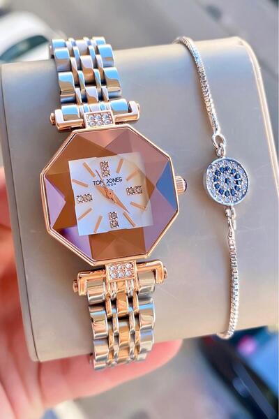 Tom Jones London Women's Watch Rose Silver Color Original Steel 3Atm Waterproof 2 Years Warranty Invoice Is Issued