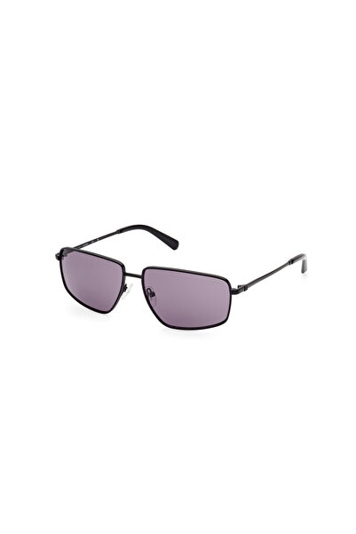 Guess نظارات شمسية رجالية معدنية سوداء لامعة UV400
