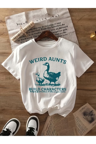 STITCHLY Women'S Casual T-Shirt With "Weird Aunts" Font Print | Short Sleeve,...