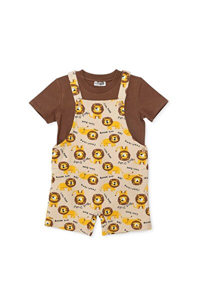 ebebek Hello Baby HelloBaby Erkek Bebek Şort Salopet-Tshirt Hayvan Baskılı Dü...