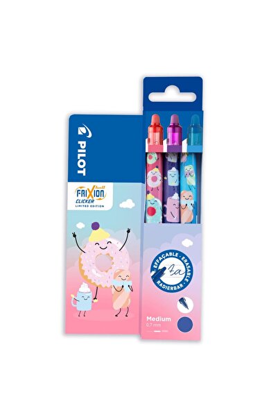 Pilot Set de role de cerneală Frixion Clicker Fancy 0,7 mm, 3 bucăți, roz, al...