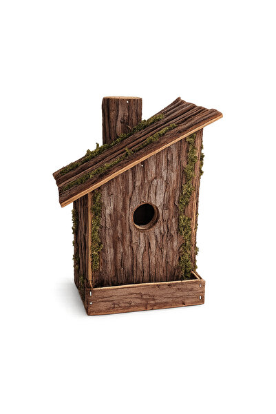 Dayang Natural Wooden Bird Nest House ZWN-08 with Moss Decor and Chimney Desi...
