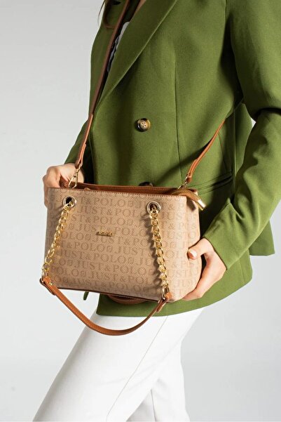 Just Polo Women's Hand and Shoulder Bag Monogram Printed Chain Strap Multi-Co...