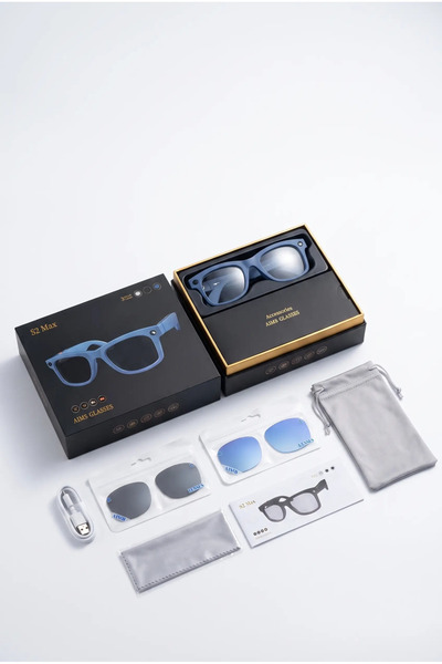 Marsilyan Purple Camera Bluetooth Smart Glasses with Photo Video and Audio Re...