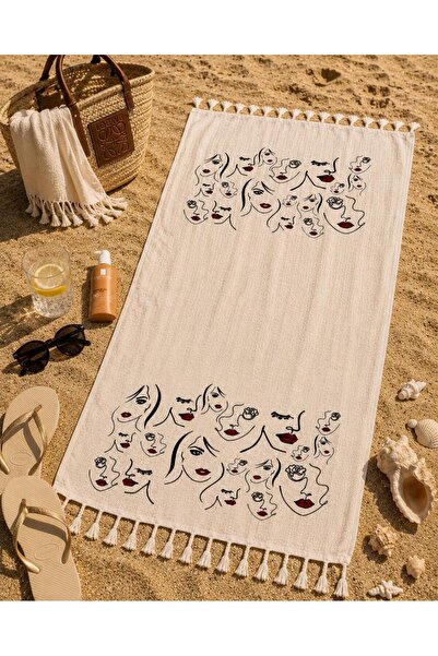 calove Peshtemal Beach Towel 100% Cotton Muslin Patterned with Tassels Lightw...