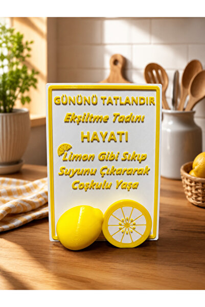 ARKlife 3D Electronic Mutfak Kahve Köşesi Dekoratif Aksesuar Limon Motivasyon...