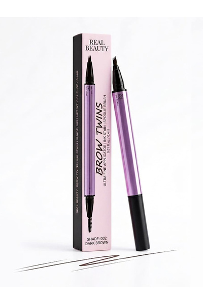 real beauty Eyebrow Pencil Comb Liquid and Gel Waterproof Dark Brown from