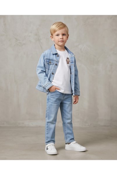 melisam.msg Kız Ve Erkek Çocuk Denim Kot Ceket Labubu