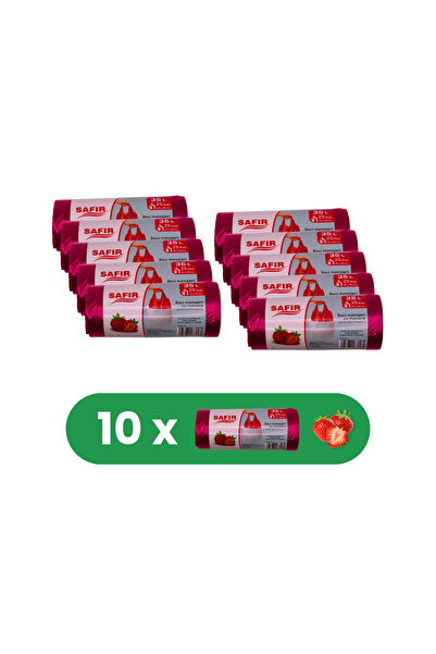 SAFİR Set de 10 role Saci Menajeri 35L cu mâner, 25 bucăți/rolă, cu parfum de...