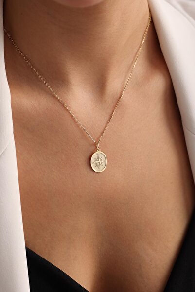 N!da Jewelry 925 Ayar Gümüş Pusula Kolye