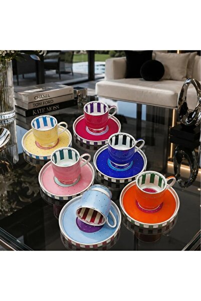 elif aksesuar 6-Piece 100 Cc Footed Cup Set Polka Dot