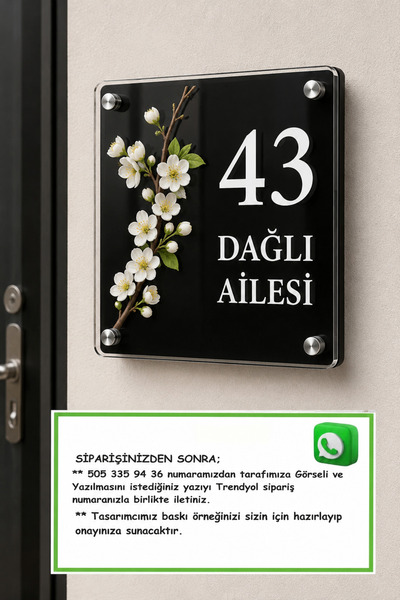 MOD PLEKSİ KAPI İSİMLİĞİ DEKORATİF KİŞİYE ÖZEL (ebat seçiniz)