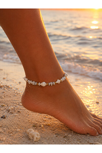Twinssis Accessories Seashell Anklet with Pearl and Starfish Coral Detail