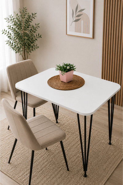 BAMBEDS MOBİLYA Masa 60x90 Metal Ayaklı Mutfak ve Yemek Masası