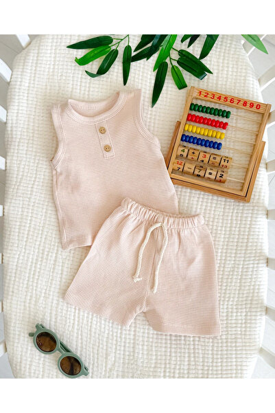 hümabebe Waffle Sleeveless Shorts Summer Unisex Baby Set