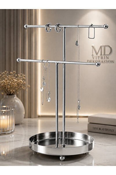 MD Vİtrin Dekorasyon 2 Askılı Takı Standı gold Düzenleyici Organizer takı düz...