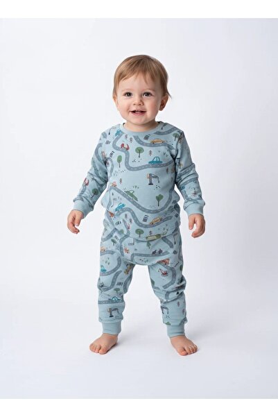 Mou&Kou 1-4 Years Old Boy's 100% Cotton Combed Long Sleeve Pajama Set with Ca...