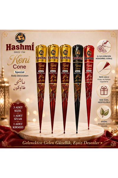 hennadibace Hint Kınası 5 renk karışık set Külah Hint Kınası - Henna Cone Tat...