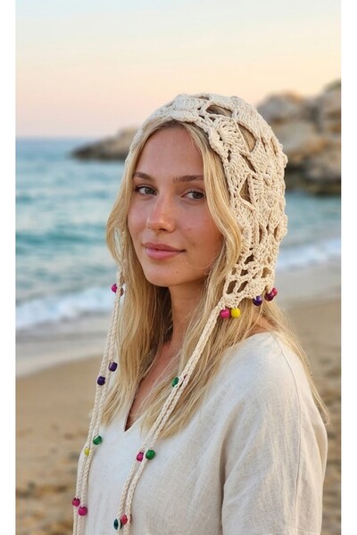 Kervan Pazar Women's Imported Hand-Knitted Bohemian Style Flower Motifed Long...