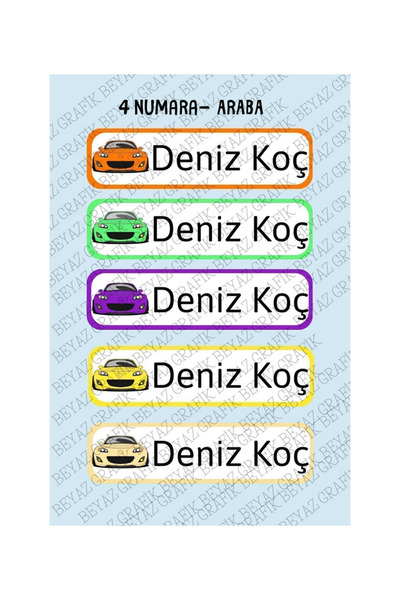 TOZLU RAF 200 Adet Suya Dayanıklı Kişiye Özel Okul Etiketi/ Defter Kalem Kita...