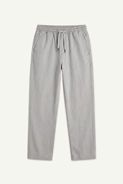 DeFacto Baggy Fit Elastic Tie Waist Light Gray Trousers I4190Ax26Hs