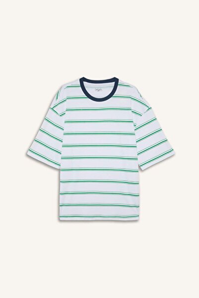 DeFacto Boxy Fit Crew Neck Short Sleeve Green T-Shirt G6252Ax26Sm