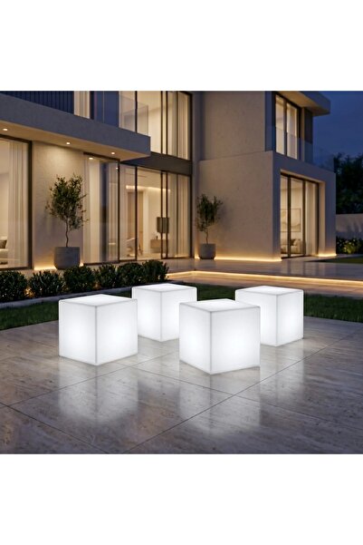 MYASEM STORE Set of 4 Modern Led Cube Light Indoor and Outdoor 41X41X40 cm