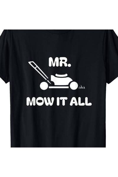 BASEPULSE تي شيرت Grass Lawn Mower Outfit Mr Mow It All Mowing Landscaping Dad