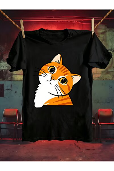 17 seramik Men'S Pure T-Shirt, Featuring a Cute Cat Print, Machine Washable, ...