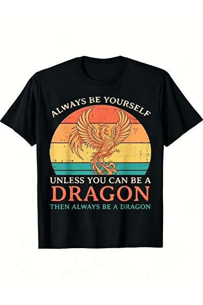 212Wear Men's Pure Cotton T-shirt, Vintage Phoenix Dragon Print Design, Summe...