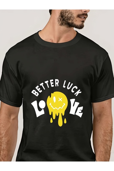 STITCHLY تي شيرت رجالي بوزن 180 جرام بطبعة "Better Luck Love" - مثالي لاجتماع...