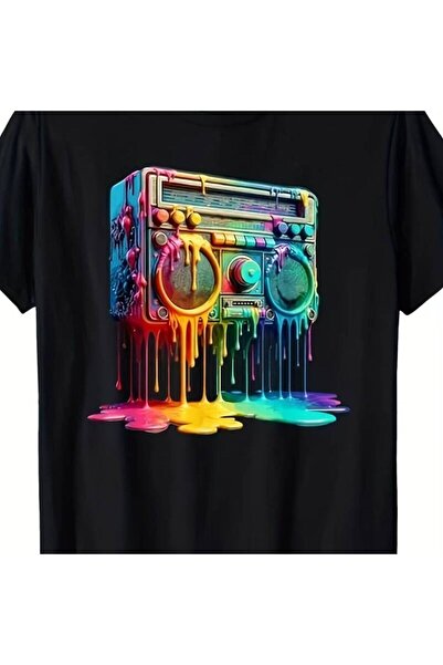 LİNA06 Dripping Paint Boombox Old School 80s Music Hip Hop T-Shirt Same style...