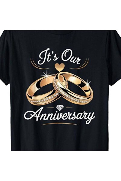 BASEPULSE It's Our Anniversary Black Graphic T-Shirt - Elegant Cursive Design...