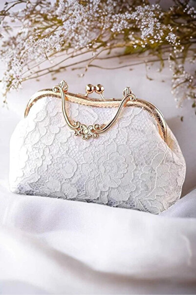 ZEYYMODA Fransız Dantel Kalite ve Şıklık Gelin Çantası ve Kadın Omuz Çantası Abiye Gold Kasa Çanta