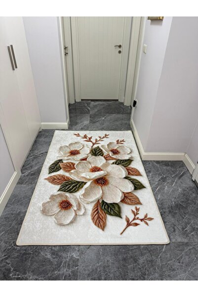 YTR HOME Dijital Baskı Yıkanabilir Kaymaz Taban Dekoratif Salon Mutfak Halısı...