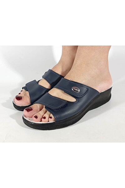 OEM Saboți medicinali damă bleumarin, piele naturală, talpă cu gel, pentru lu...