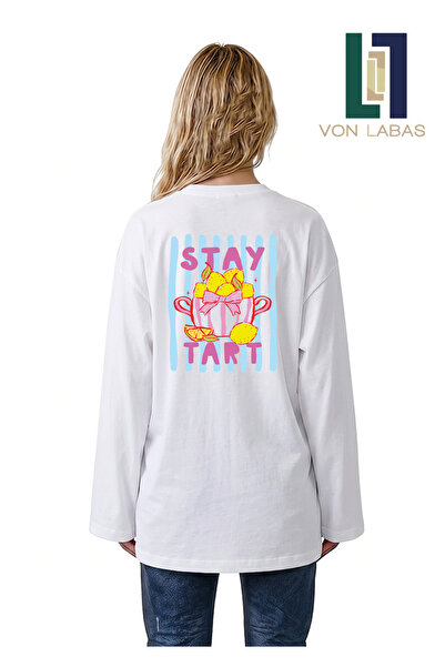 Grafftee Clothing Summer Vibe Themed Wide Sleeve Oversize Long Sleeve White T...