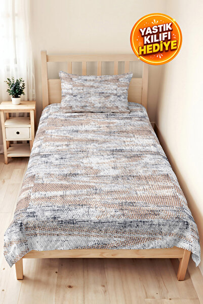 Evimde Bambaşka Gray Geometric Youth Room Single Pique Set - Mustard Anthraci...