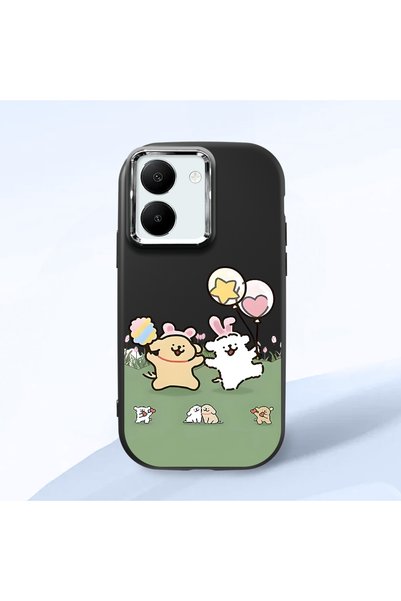 Hontinga Vivo Y77T 5g Compatible Case Camera Protective Black Silicone Couple...