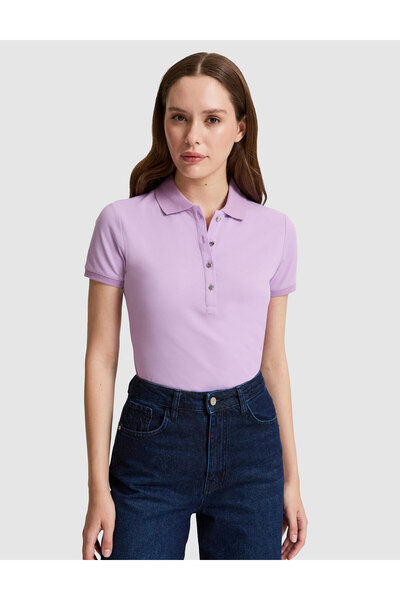 Pierre Cardin Lilac Slim Fit Cotton Polo Collar Basic T-Shirt 50325456-Vr034