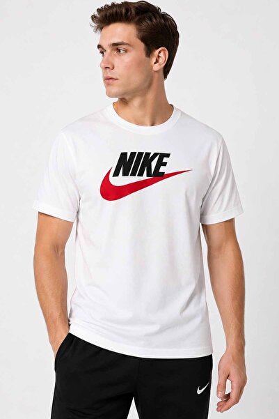 Nike Sportswear Men's White T-Shirt Casual Sports Cotton Short Sleeve Crew Neck