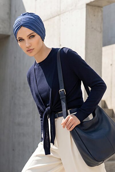 Aisha's Design Pile Detailed Crepe Ready-Made Bonnet Turban, B-86Kr