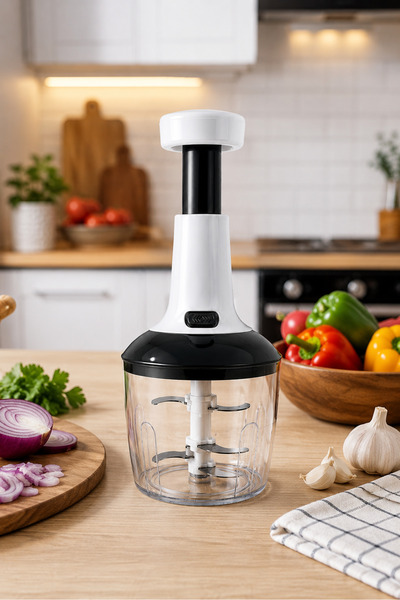 Kitchen Line 5-Blade Stainless Steel Hand Rondo Presser with Transparent Cham...