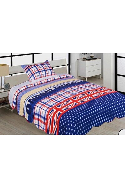 Linea Home ΣΕΤ 2ΤΜΧ ΚΟΥΒΕΡΛΙ ΒΑΜΒΑΚΕΡΟ BRITAIN ΜΟΝΟ 160Χ220 ΜΠΛΕ LH2015062-1