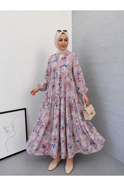 MissPuL Women's Buttoned Modal Fabric Flowy Long Dress