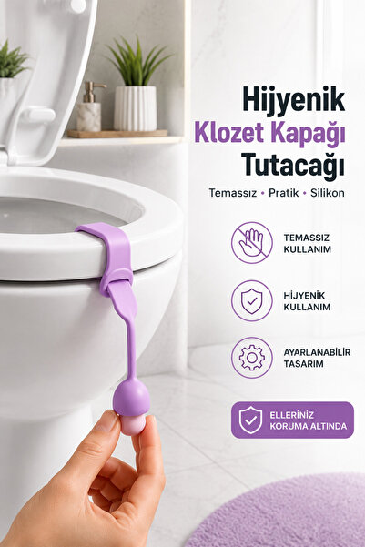 Omuta Yapışkanlı Klozet Kapak Tutucu Hijyen Kulpu Tuvalet Kapağı Açma Aparatı...