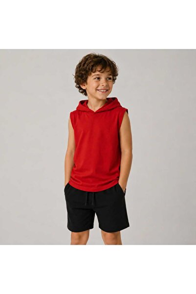 BEBEĞİME ÇORAP Boy's Hooded Short Sleeve Combed Cotton T-Shirt