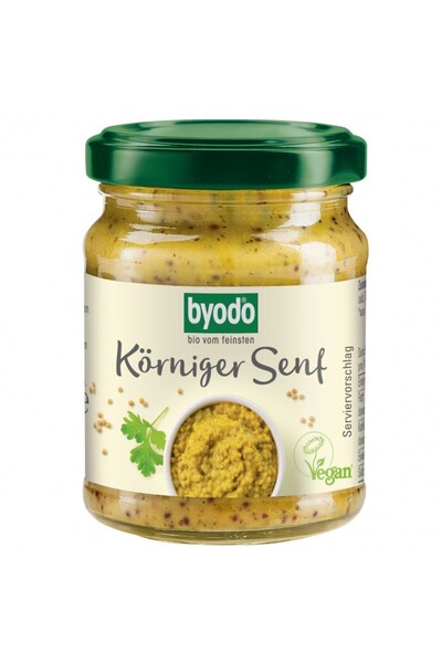 Byodo Mustar mediu cu boabe de mustar fara gluten,