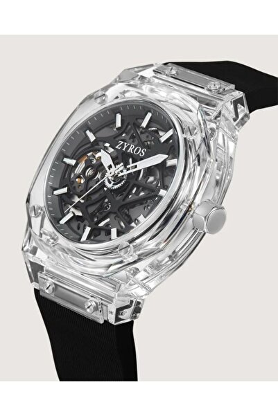 berlanty Men's Automatic Watch with Transparent Case and Flexible Silicone St...